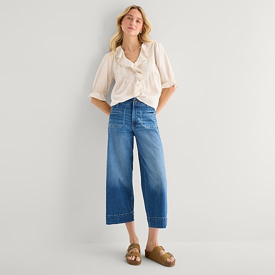 a.n.a Womens V Neck Elbow Sleeve Blouse