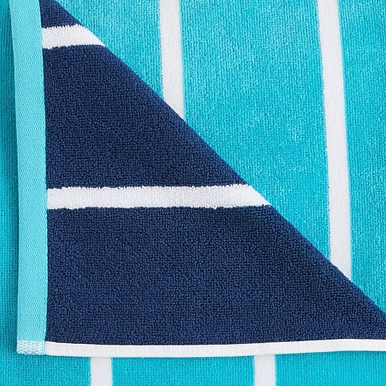 Outdoor Oasis Cabana Stripe Reversible Beach Towel, Color: Turquoise ...