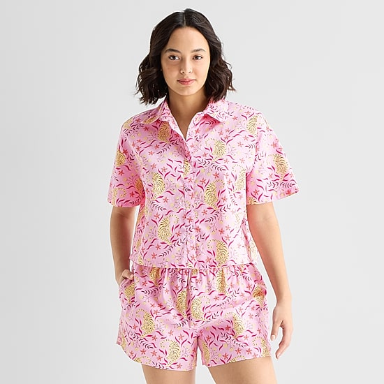 Hope & Wonder Women's History Month Tiger Printed Short Sleeve Regular Fit Pajama Top