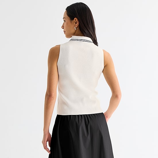 Stylus Womens Sleeveless Polo Sweater