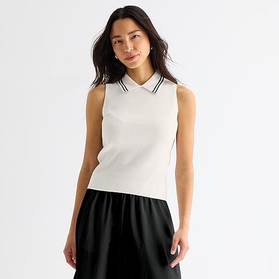 Stylus Womens Sleeveless Polo Sweater