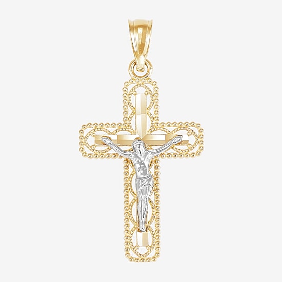 Crucifix Unisex Adult 14K Two Tone Gold Cross Pendant