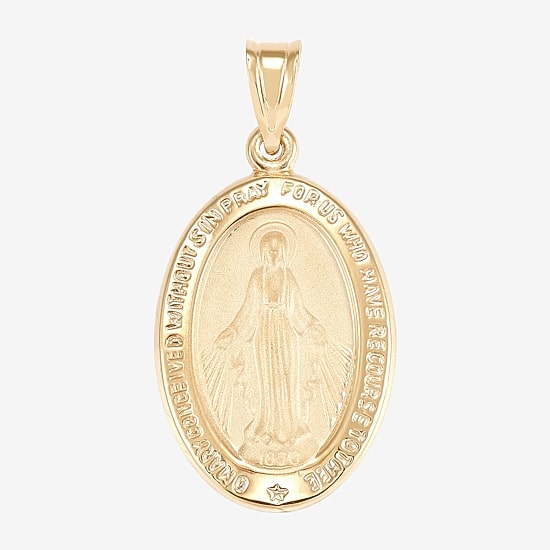 Medalla Milagrosa / Miraculous Medal Unisex Adult 14K Gold Oval Pendant