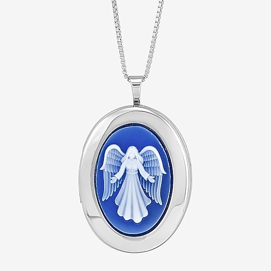 Womens Sterling Silver 18 Inch Locket Necklace