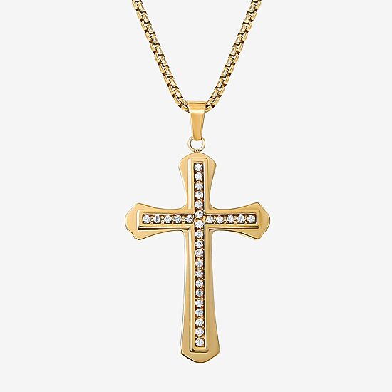 Shaquille O'Neal XLG™ Mens White Cubic Zirconia Stainless Steel Cross 24 Inch Pendant Necklace