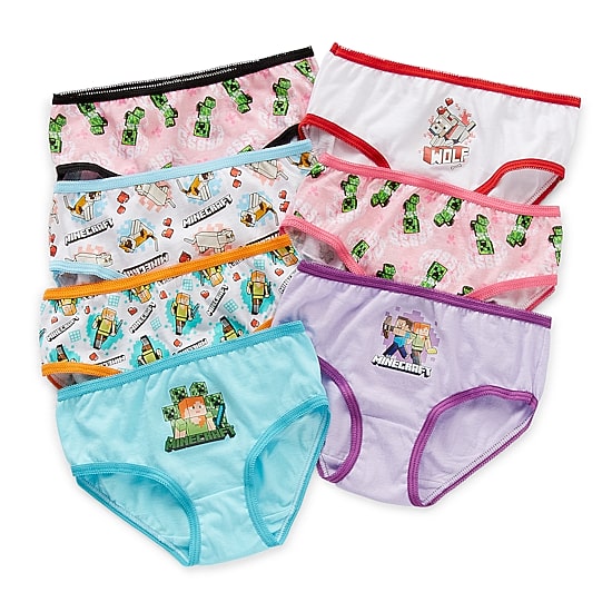 Little & Big Kid Girls Minecraft 7 Pack Brief Panty Gup2438