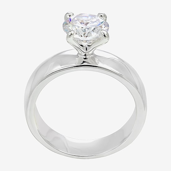 Sparkle Allure Womens Cubic Zirconia Pure Silver Over Brass Round Solitaire Engagement Ring