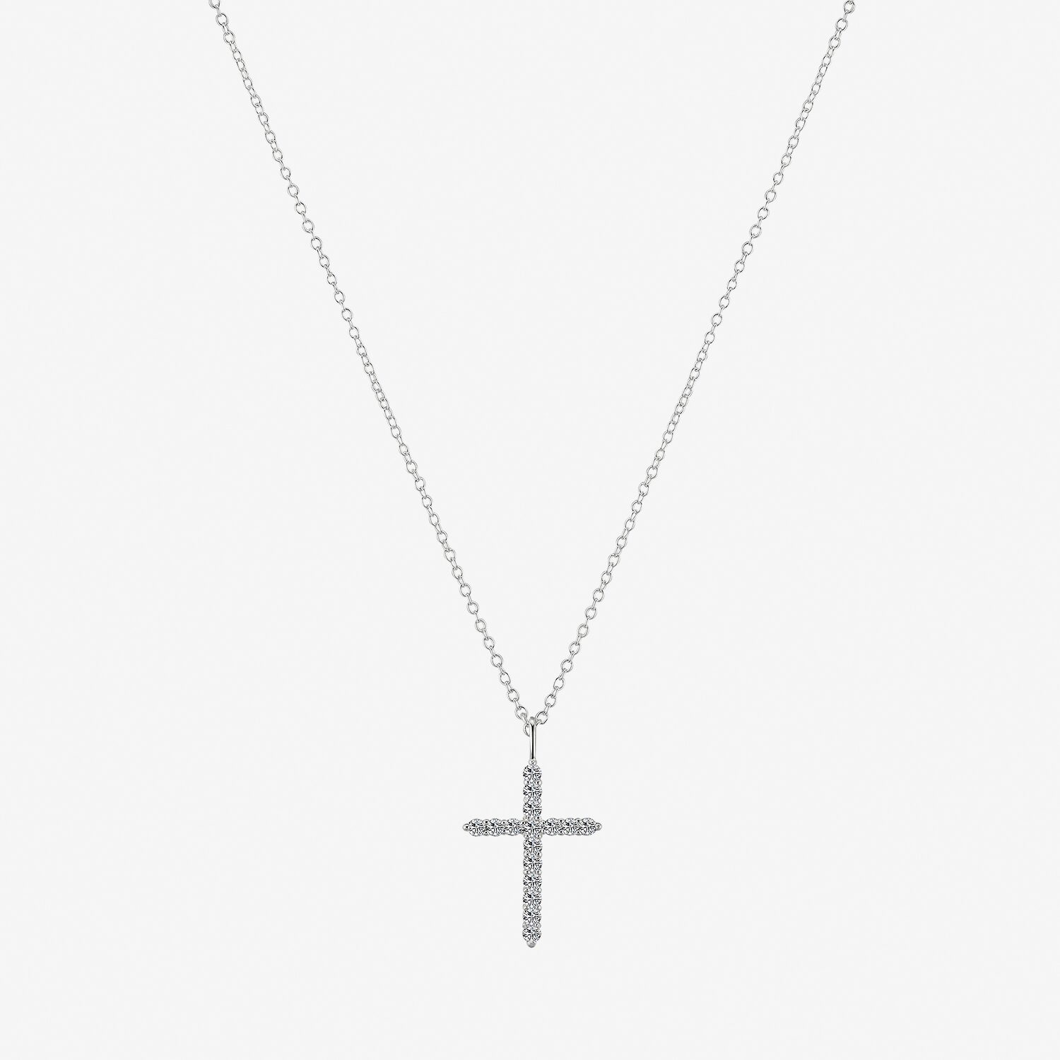 Gratitude & Grace Womens Cubic Zirconia Pure Silver Over Brass Cross 16 Inch Pendant Necklace