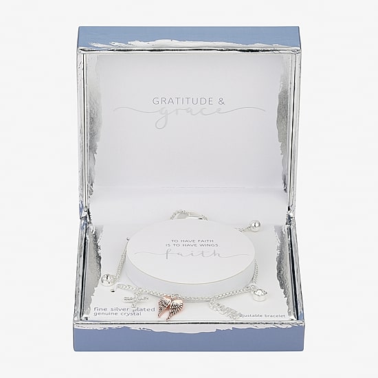 Gratitude & Grace Faith Womens Crystal Cross Bolo Bracelet