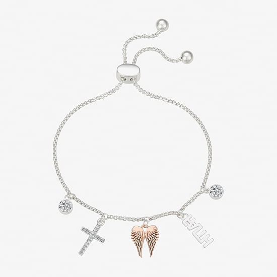 Gratitude & Grace Faith Womens Crystal Cross Bolo Bracelet