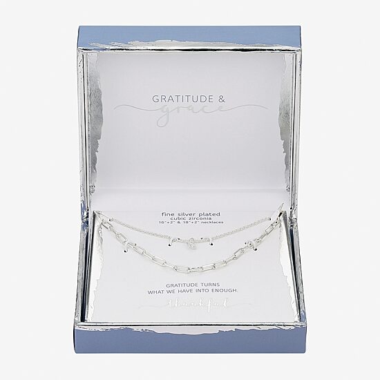 Gratitude & Grace Womens Cubic Zirconia Pure Silver Over Brass 2-pc. Necklace Set
