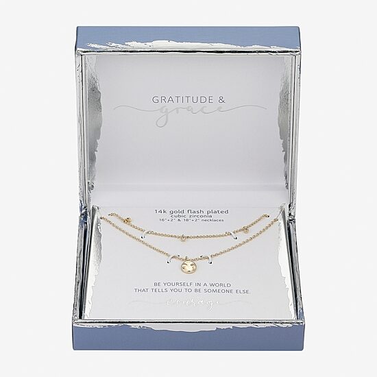 Gratitude & Grace Womens Cubic Zirconia Pure Silver Over Brass 2-pc. Necklace Set