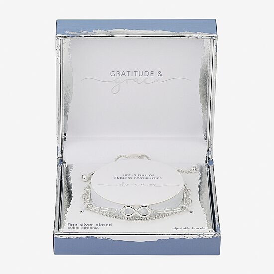 Gratitude & Grace Womens Cubic Zirconia Infinity Bolo Bracelet