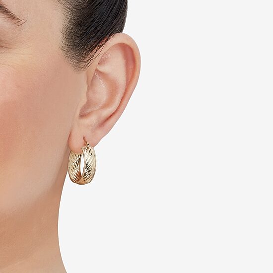 Womens 10K Gold 22mm Round Hoop Earrings