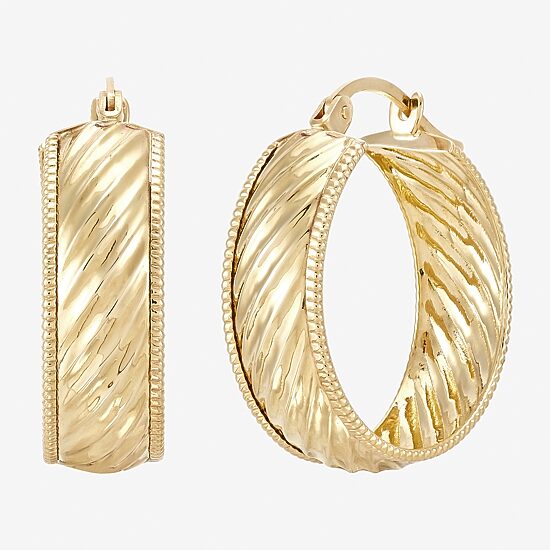 Womens 10K Gold 22mm Round Hoop Earrings