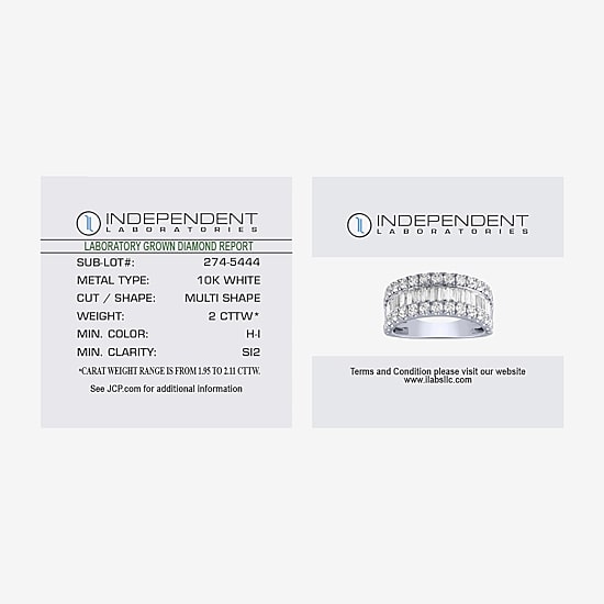 (H-I / Si2) Womens 2 CT. T.W. Lab Grown White Diamond 10K Gold Anniversary Engagement Ring