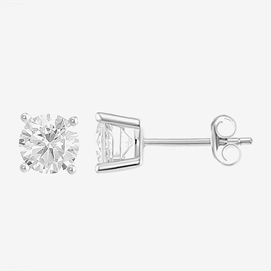 Womens Cubic Zirconia Sterling Silver Round 2 Pair Earring Set