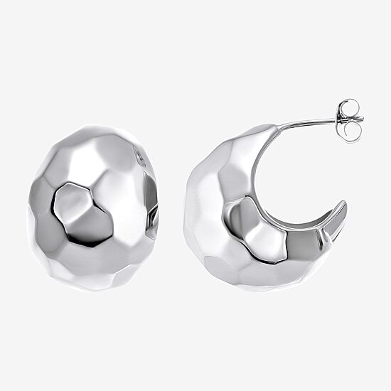Womens Cubic Zirconia Sterling Silver 23mm Round Hoop Earrings