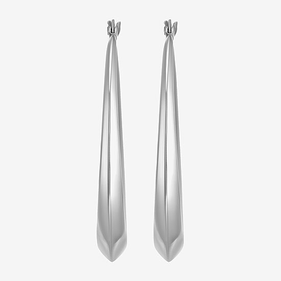 Womens Sterling Silver 40mm Round Hoop Earrings