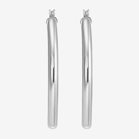 Womens Sterling Silver 44.5mm Round Hoop Earrings