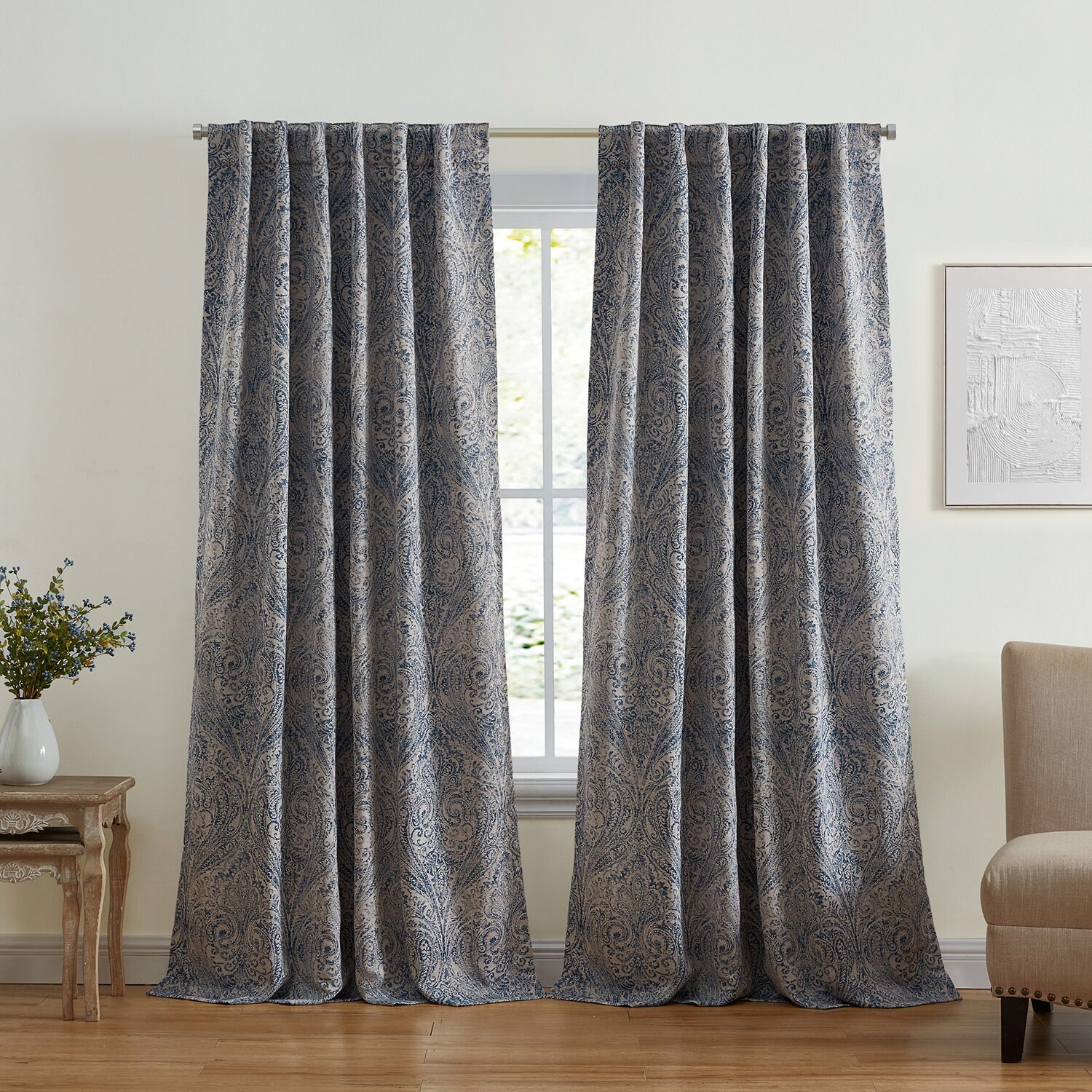 Elrene Home Fashions Vittoria Rod Pocket Back Tab Energy Saving Blackout Single Curtain Panel