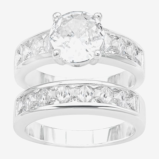 Sparkle Allure Womens Cubic Zirconia Pure Silver Over Brass Round Bridal Set
