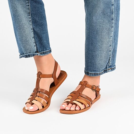 Journee Collection Womens Benicia Adjustable Strap Flat Sandals