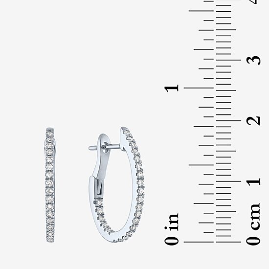 (G-H / Si2-I1) Womens 1/3 CT. T.W. Lab Grown White Diamond 10K Gold 20mm Hoop Earrings