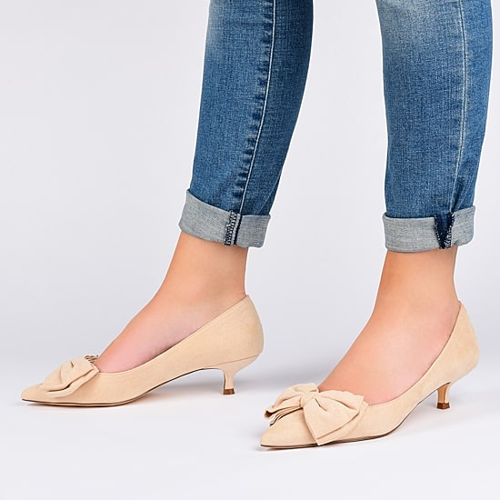 Journee Collection Womens Orana Pumps Slip-on Pointed Toe Kitten Heel