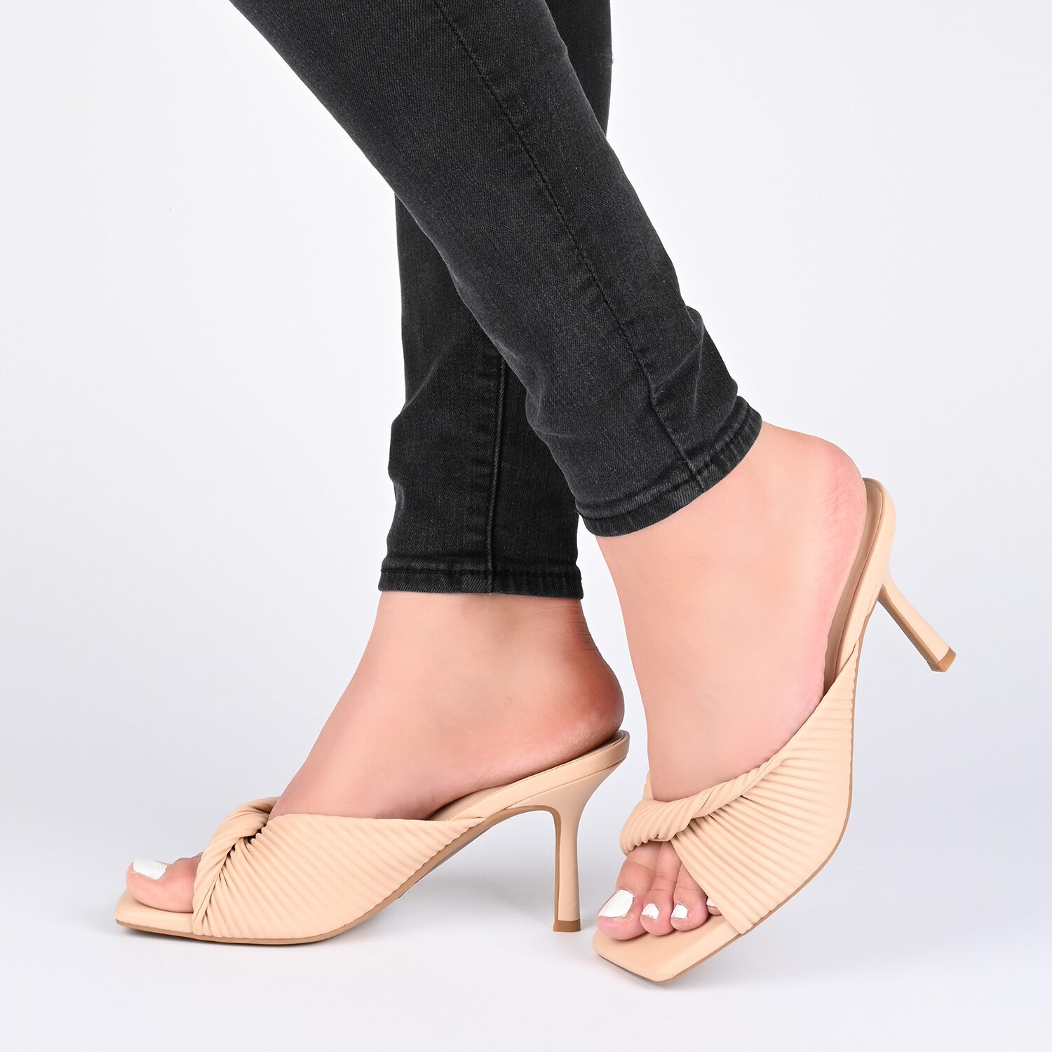 Journee Collection Greer Womens Round Open Toe Stiletto Heel Pumps