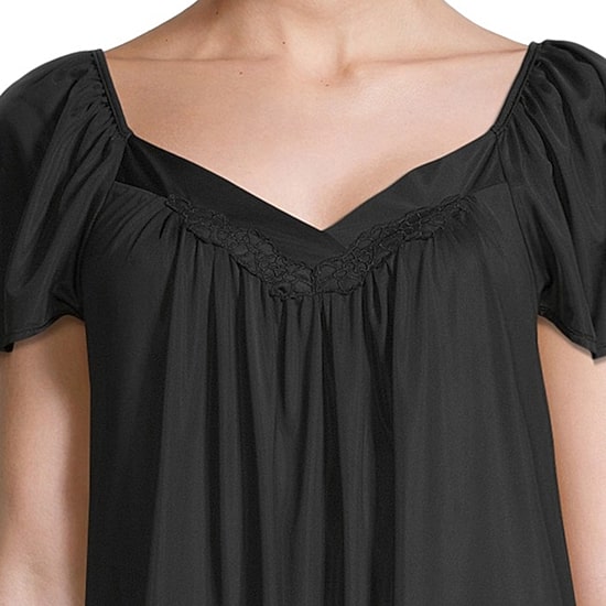 Lissome Tricot Womens Short Sleeve Sweetheart Neck Nightgown