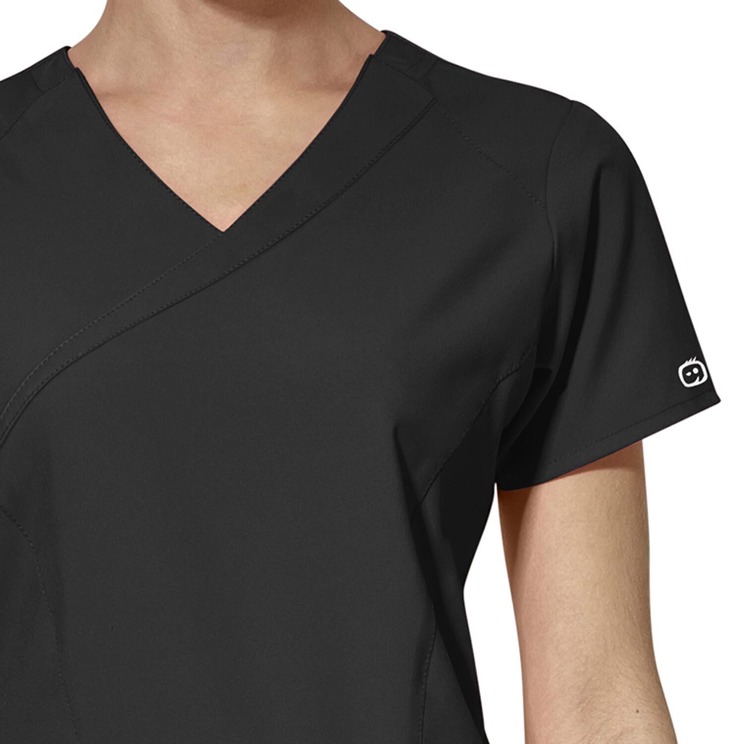 Wink® W123 By Wonderwink 6455 Mock Wrap Womens Plus Short Sleeve Moisture Wicking Wrinkle Resistant Quick Dry Scrub Top