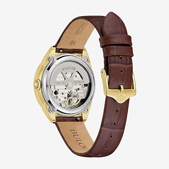 Bulova Sutton Womens Automatic Brown Leather Strap Watch 97l179