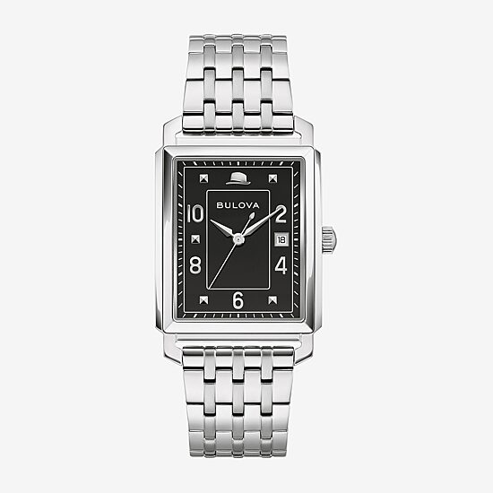 Bulova Frank Sinatra Mens Diamond Accent Silver Tone Stainless Steel Bracelet Watch 96b461
