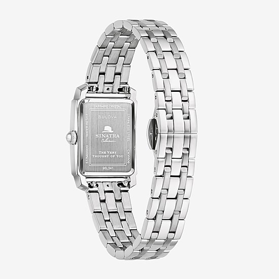 Bulova Frank Sinatra Womens Diamond Accent Silver Tone Stainless Steel Bracelet Watch 96l341