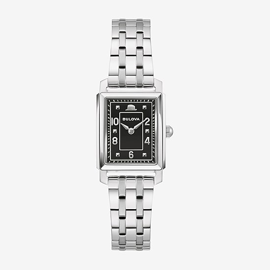 Bulova Frank Sinatra Womens Diamond Accent Silver Tone Stainless Steel Bracelet Watch 96l341