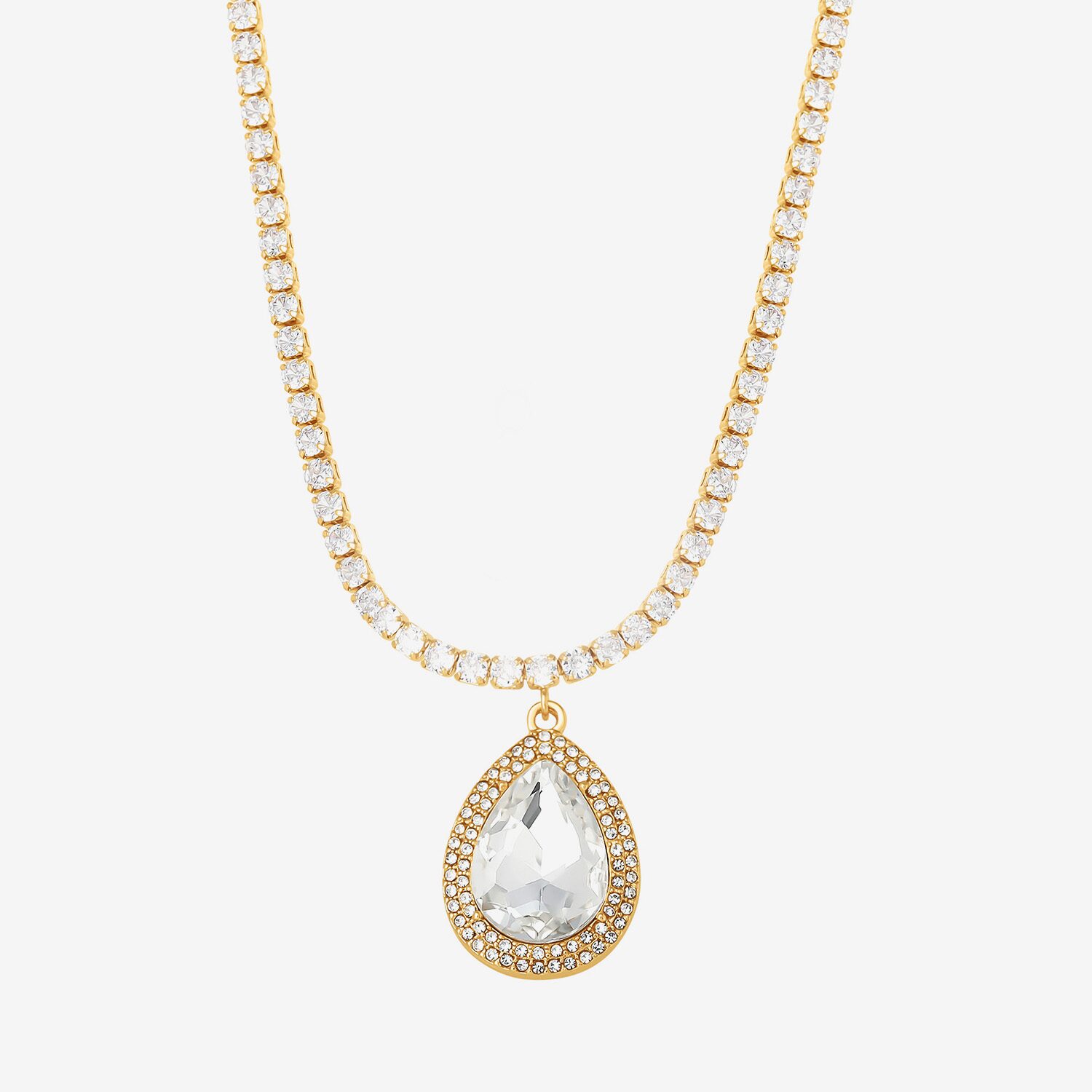 JS Jessica Simpson Gold Tone Womens Glass Alloy 15 Inch Pendant Necklace