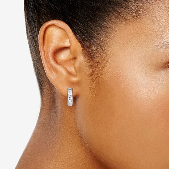 Sparkle Allure Womens Cubic Zirconia 19mm Hoop Earrings