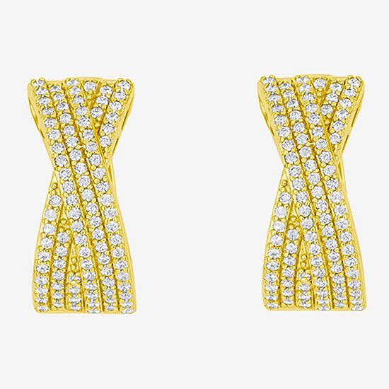 Sparkle Allure Womens Cubic Zirconia 14K Gold Over Brass 20mm Hoop Earrings