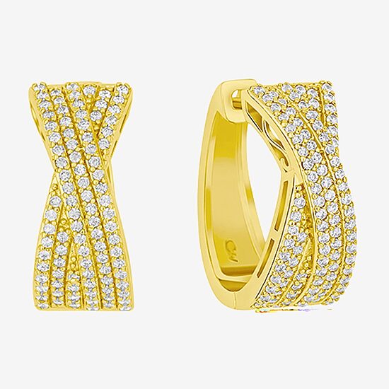 Sparkle Allure Womens Cubic Zirconia 14K Gold Over Brass 20mm Hoop Earrings