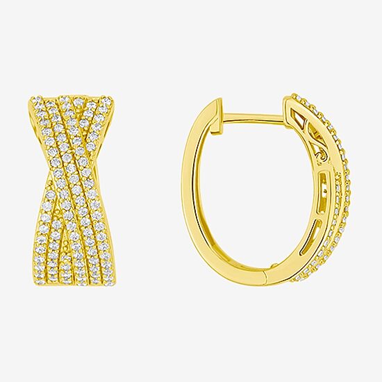 Sparkle Allure Womens Cubic Zirconia 14K Gold Over Brass 20mm Hoop Earrings