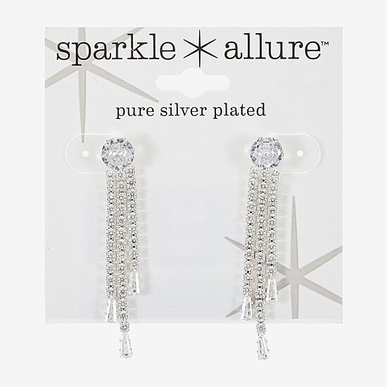 Sparkle Allure Womens Cubic Zirconia Pure Silver Over Brass Round Drop Earrings
