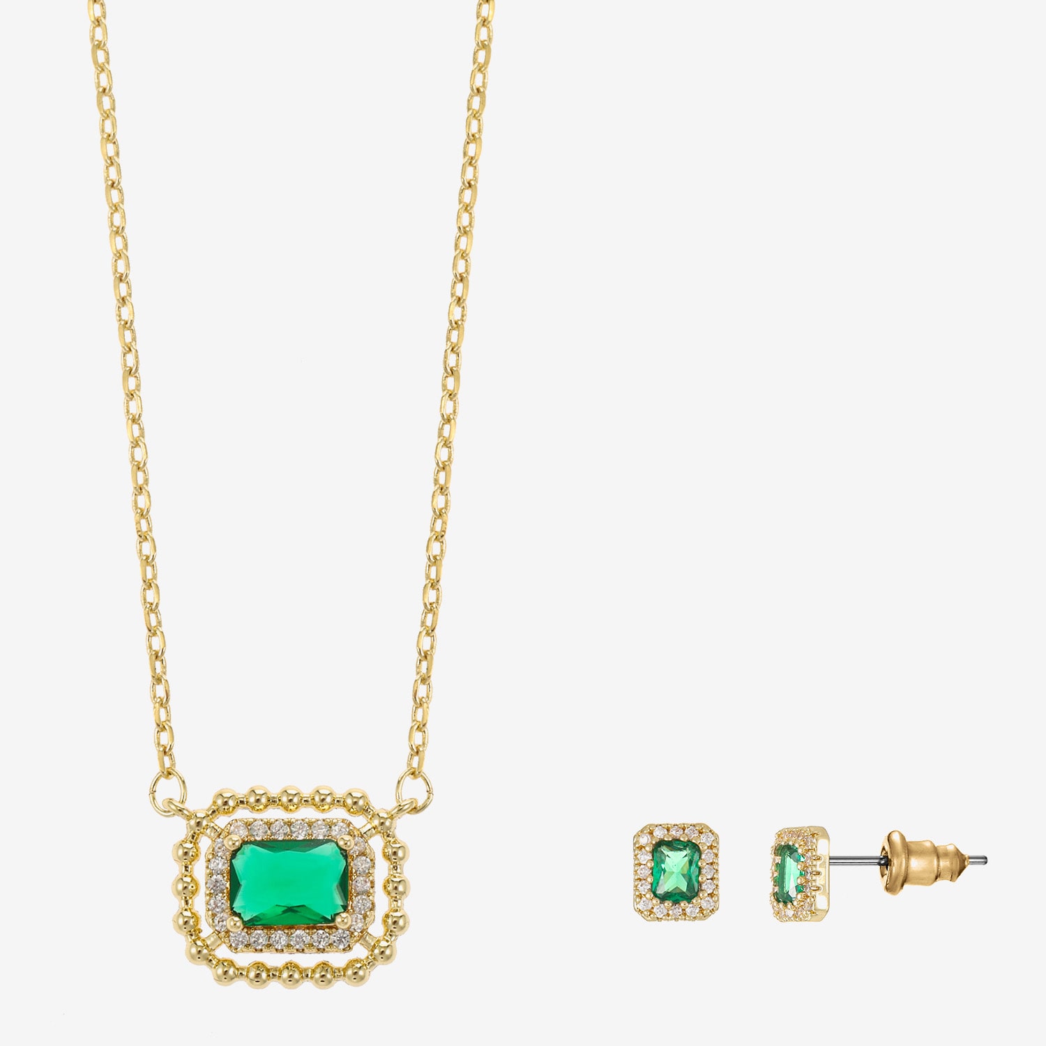 Sparkle Allure Light Up Box Womens Green Cubic Zirconia 14K Gold Over Brass 2-pc. Jewelry Set