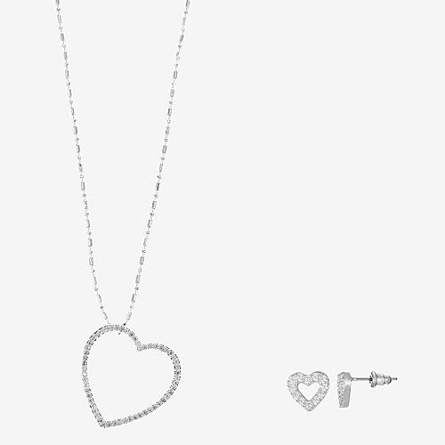 Sparkle Allure Womens Cubic Zirconia 14K Gold Over Brass Heart 2-pc. Jewelry Set, One Size