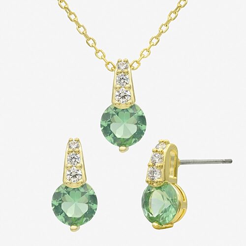 Sparkle Allure Womens Green Crystal 14K Gold Over Brass Round 2-pc. Jewelry Set, One Size