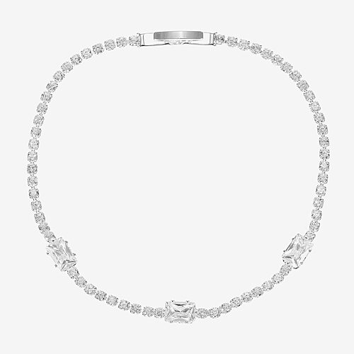 Sparkle Allure Womens Cubic Zirconia Pure Silver Over Brass Round 7.5 Inch Tennis Bracelet In No Color