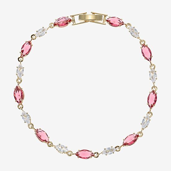Sparkle Allure Womens Red Cubic Zirconia 14K Gold Over Brass Marquise 7.5 Inch Tennis Bracelet