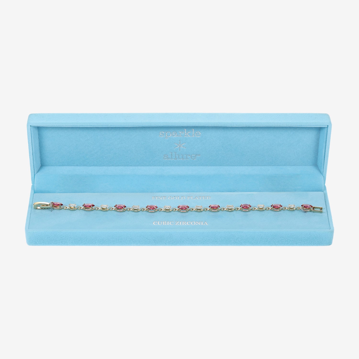 Sparkle Allure Womens Red Cubic Zirconia 14K Gold Over Brass Marquise 7.5 Inch Tennis Bracelet