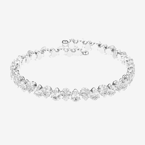 Sparkle Allure Coil Womens Cubic Zirconia Pure Silver Over Brass Wrap Bracelet