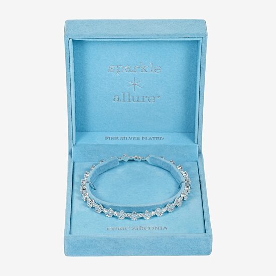 Sparkle Allure Coil Womens Cubic Zirconia Pure Silver Over Brass Wrap Bracelet